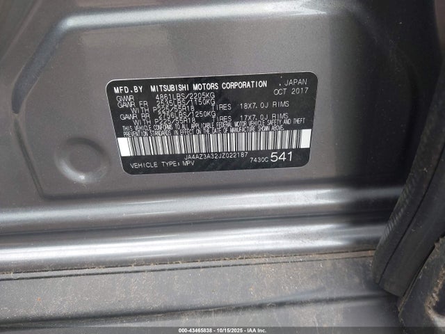 2018 MITSUBISHI OUTLANDER JA4AZ3A32JZ022187 Photo 8