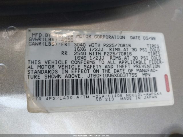 1999 LEXUS RX 300 JT6GF10U6X0037755 Photo 8