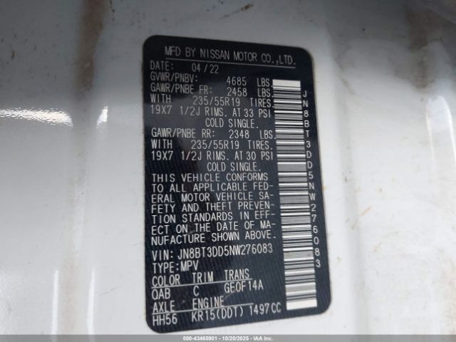 2022 NISSAN ROGUE JN8BT3DD5NW276083 Photo 8