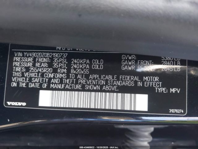 2011 VOLVO XC60 YV4902DZ0B2190737 Photo 8