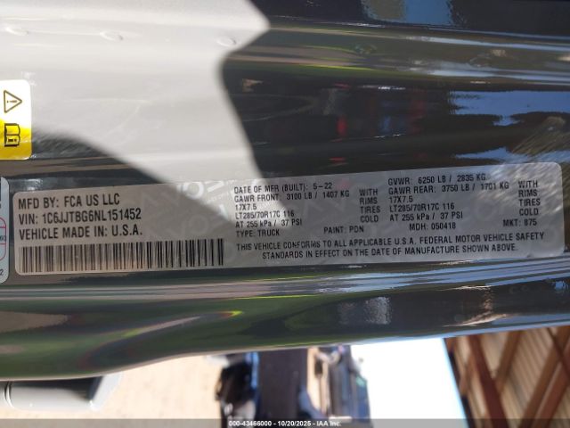 2022 JEEP GLADIATOR 1C6JJTBG6NL151452 Photo 8