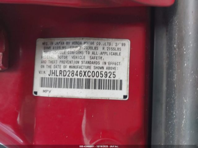 1999 HONDA CR-V JHLRD2846XC005925 Photo 8