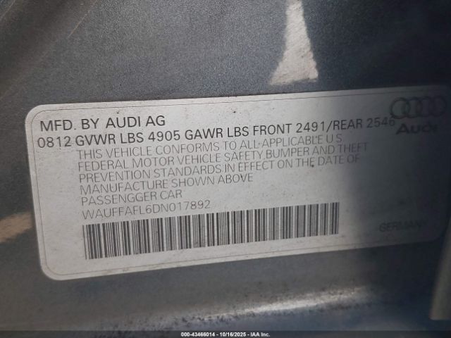 2013 AUDI A4 WAUFFAFL6DN017892 Photo 8