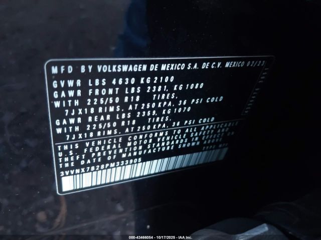 2023 VOLKSWAGEN TAOS 3VVNX7B28PM333905 Photo 8