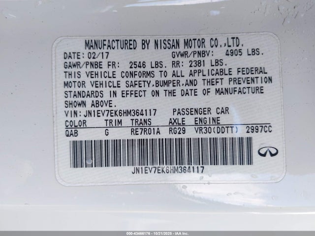 JN1EV7EK6HM364117 Infiniti Q60 PREMIU