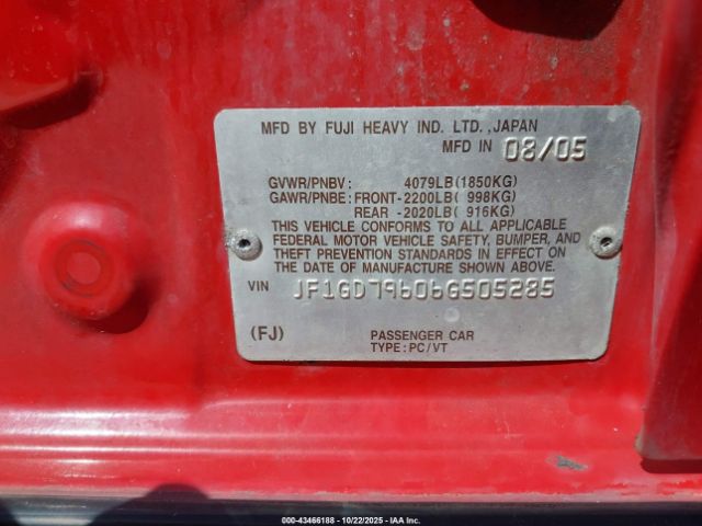 2006 SUBARU IMPREZA JF1GD79606G505285 Photo 8