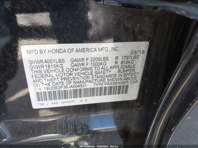 Продажа на аукционе авто 2018 Acura Ilx Acurawatch Plus Package, vin: 19UDE2F36JA004521, номер лота: 43466335