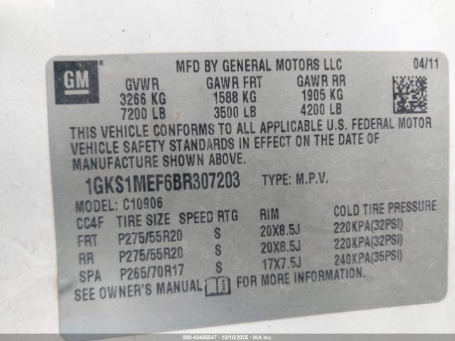 2011 GMC YUKON XL 1500 1GKS1MEF6BR307203 Photo 8