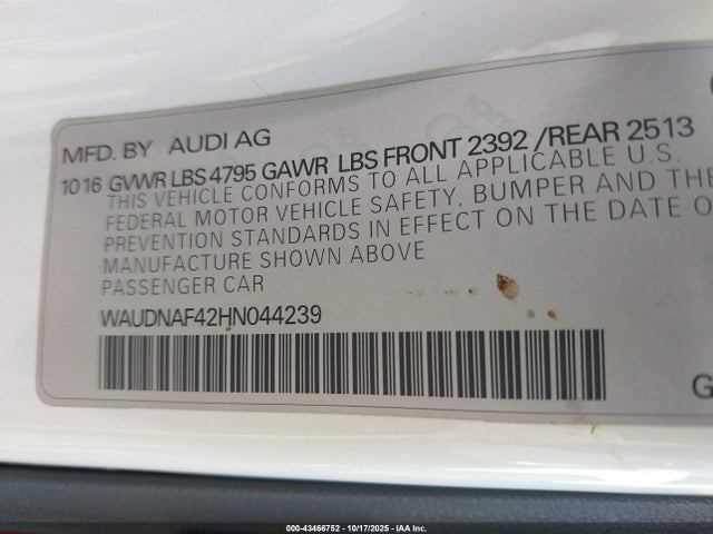 2017 AUDI A4 WAUDNAF42HN044239 Photo 8