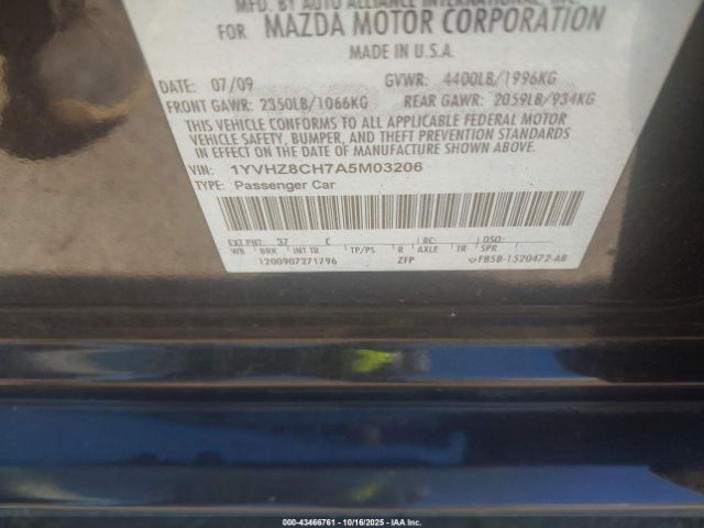 2010 MAZDA MAZDA6 1YVHZ8CH7A5M03206 Photo 8