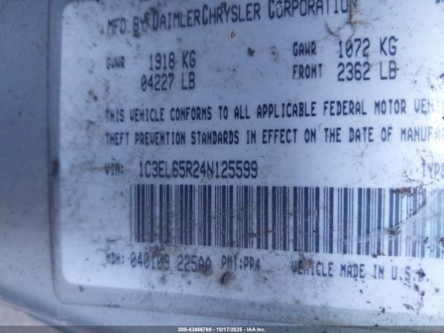 2004 CHRYSLER SEBRING 1C3EL65R24N125599 Photo 8
