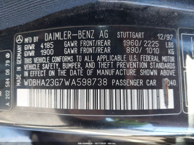 1998 MERCEDES-BENZ C 230 WDBHA23G7WA598738 Photo 8