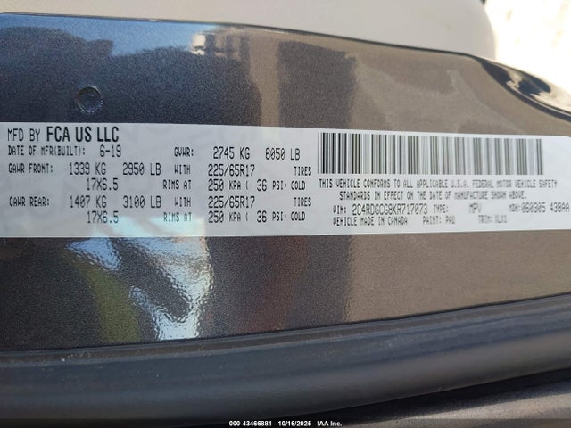 Dodge Grand Caravan Sxt 2019 2C4RDGCG8KR717073 Image 9