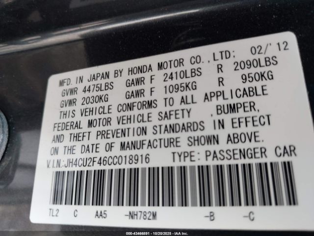 2012 ACURA TSX JH4CU2F46CC018916 Photo 8