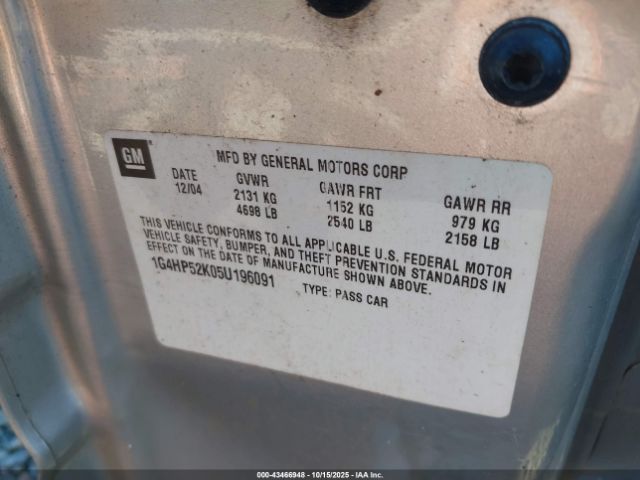 2005 BUICK LESABRE 1G4HP52K05U196091 Photo 8