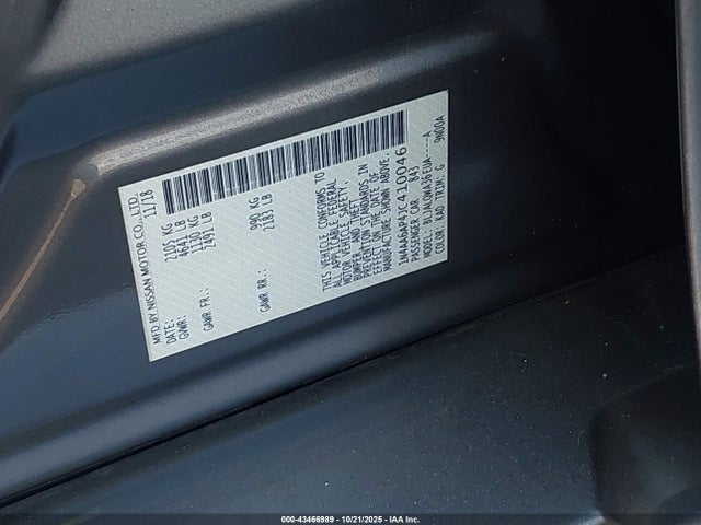 Aukcja sprzedaży 2018 Nissan Maxima 3.5 S, vin: 1N4AA6AP4JC410046, numer aukcji: 43466989