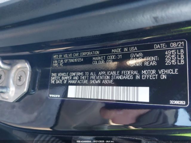 2022 VOLVO S60 7JRL12FZ6NG161254 Photo 8