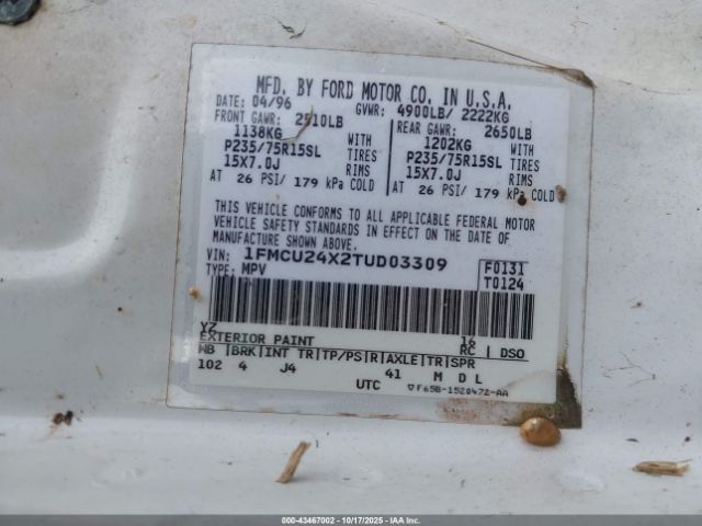 1996 FORD EXPLORER 1FMCU24X2TUD03309 Photo 8