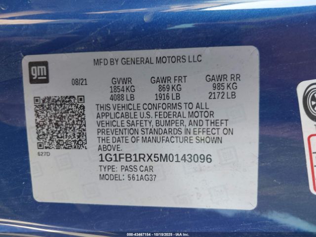 2021 CHEVROLET CAMARO 1G1FB1RX5M0143096 Photo 8