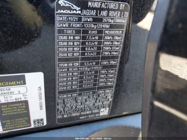 2022 JAGUAR I-PACE SADHD2S11N1621018 Photo 8