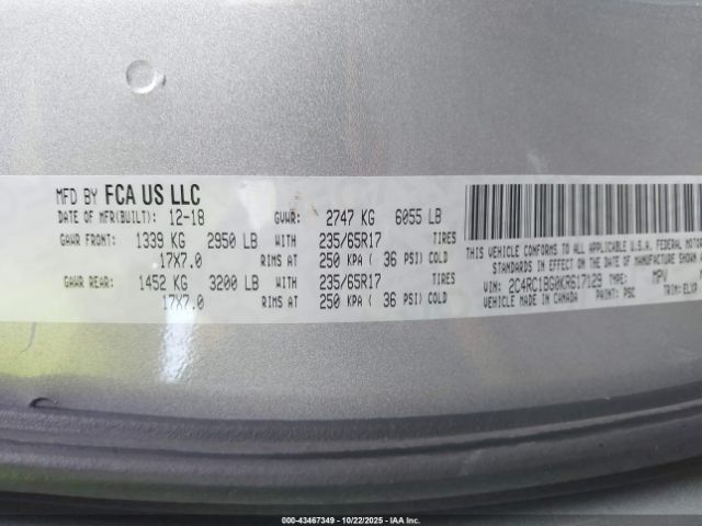 2019 CHRYSLER PACIFICA 2C4RC1BG0KR617129 Photo 8