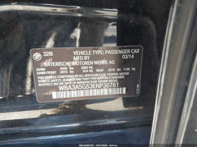 2014 BMW 328I WBA3A5G53ENP30761 Photo 8