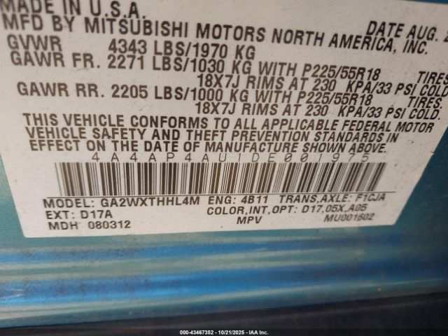 2013 MITSUBISHI OUTLANDER SPORT 4A4AP4AU1DE001975 Photo 8