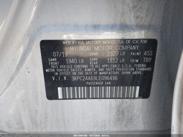 2020 HYUNDAI ACCENT 3KPC24A69LE096496 Photo 8