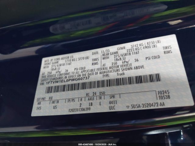 2023 FORD F-150 LIGHTNING 1FTVW1EL0PWG60737 Photo 8