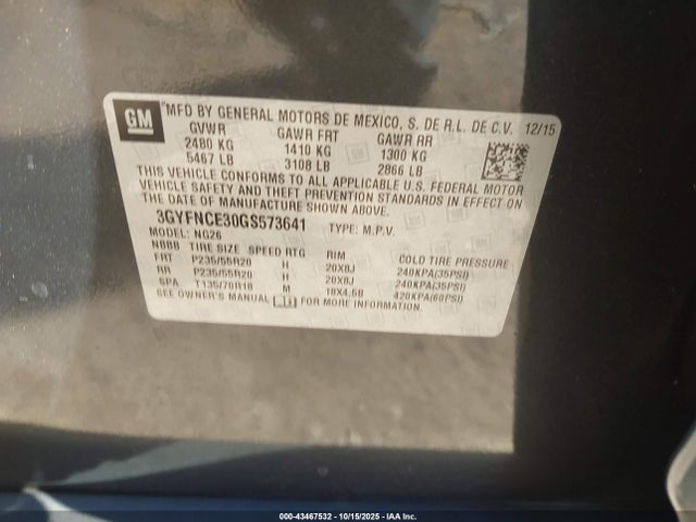 2016 CADILLAC SRX 3GYFNCE30GS573641 Photo 8