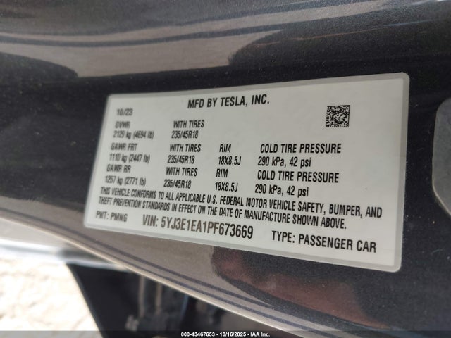 2023 TESLA MODEL 3 5YJ3E1EA1PF673669 Photo 8
