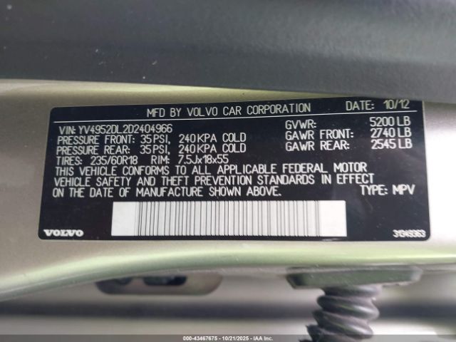 2013 VOLVO XC60 YV4952DL2D2404966 Photo 8