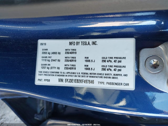 2019 TESLA MODEL 3 5YJ3E1EB2KF497846 Photo 8