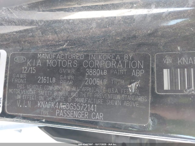 Aukcja sprzedaży 2016 Kia Forte Lx, vin: KNAFK4A63G5572141, numer aukcji: 43467897
