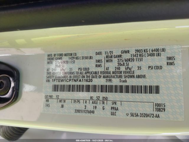 2022 FORD F-150 1FTEW1CP7NFA11620 Photo 8