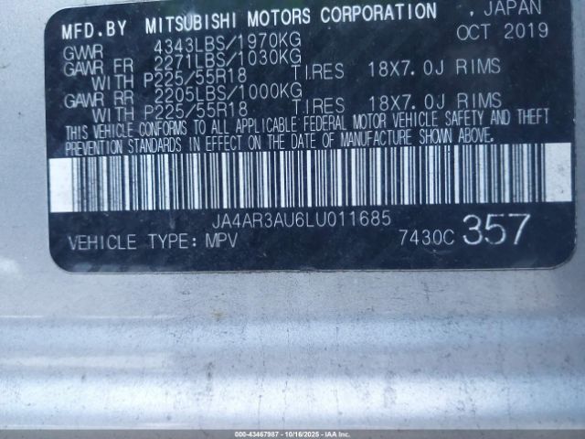 2020 MITSUBISHI OUTLANDER SPORT JA4AR3AU6LU011685 Photo 8