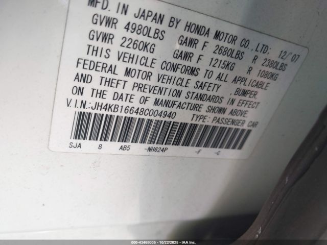 2008 ACURA RL JH4KB16648C004940 Photo 8