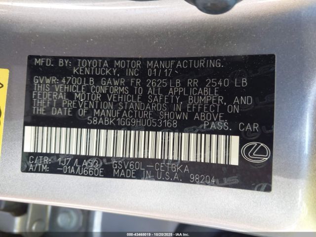 2017 LEXUS ES 350 58ABK1GG9HU053168 Photo 8