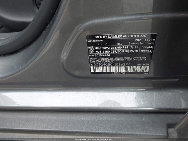 2019 Mercedes-benz Gla 250 4matic მანქანა იყიდება აუქციონზე, vin: WDCTG4GB0KJ586374, აუქციონის ნომერი: 43468024