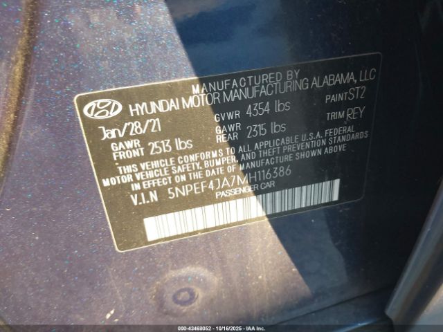 2021 HYUNDAI SONATA 5NPEF4JA7MH116386 Photo 8