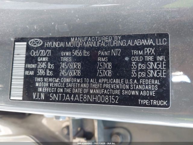 2022 HYUNDAI SANTA CRUZ 5NTJA4AE8NH008152 Photo 8