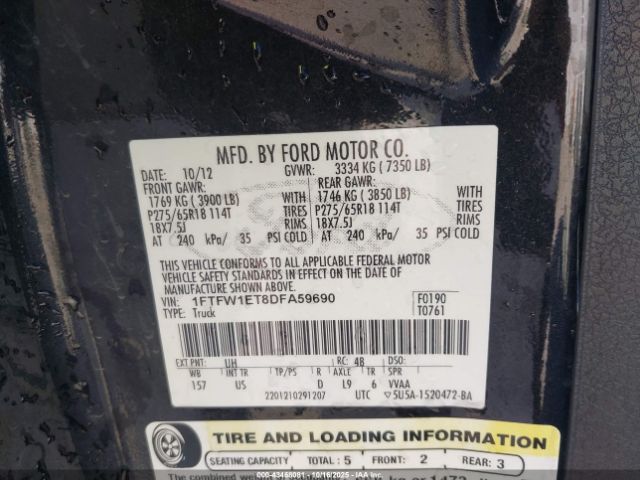 2013 FORD F-150 1FTFW1ET8DFA59690 Photo 8