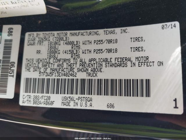 2014 TOYOTA TUNDRA 5TFDW5F13EX402462 Photo 8