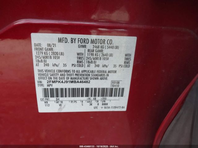2021 FORD EDGE 2FMPK4J91MBA46482 Photo 8