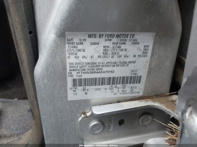 Aukcja sprzedaży 2010 Ford F-350, vin: 1FTWW3BR4AEA79182, numer aukcji: 43468231