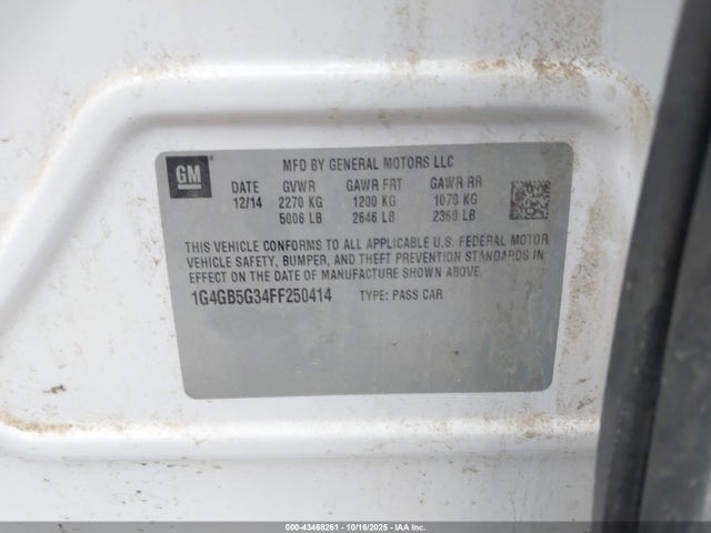 1G4GB5G34FF250414 Buick Lacrosse Leather