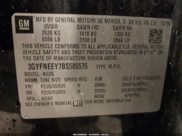 2011 CADILLAC SRX 3GYFNEEY7BS585575 Photo 8