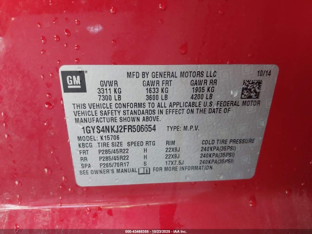 2015 CADILLAC ESCALADE 1GYS4NKJ2FR506654 Photo 8
