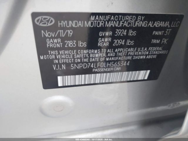 2020 HYUNDAI ELANTRA 5NPD74LF0LH565344 Photo 8