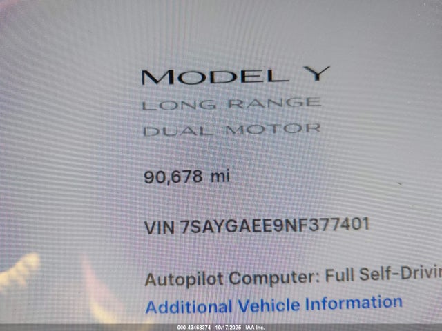 2022 TESLA MODEL Y 7SAYGAEE9NF377401 Photo 6